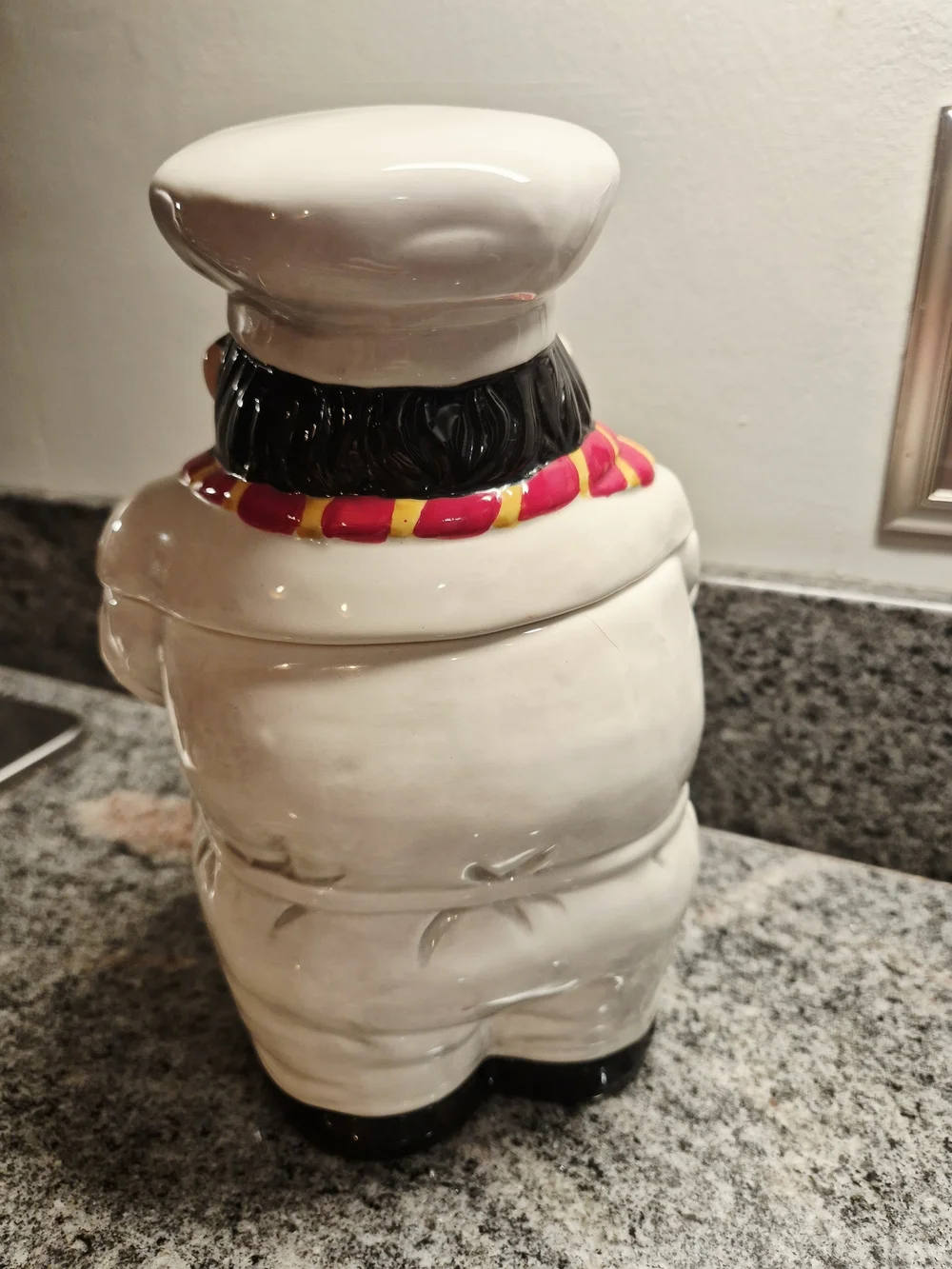 Collectible Vintage Chef Cookie Jar with Red & Yellow Scarf